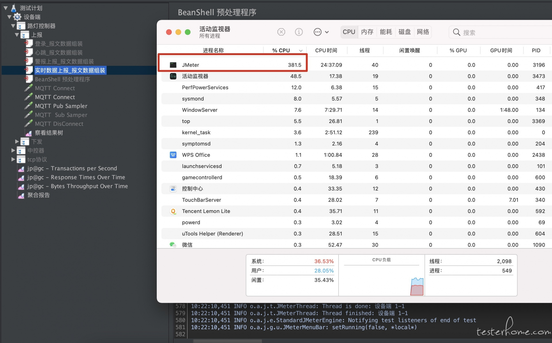 Mac 版jmeter 运行脚本后cpu 爆满 能耗超高 100 的电量十几分钟能全部耗完 Testerhome